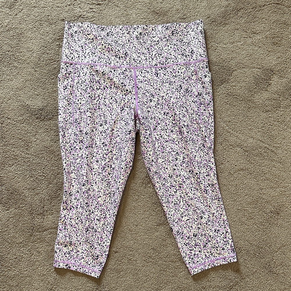 Athleta Pink Purple Floral Crop Leggings